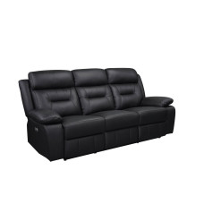 Luxe Leather Reclining Power Sofa Black